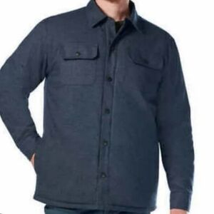 Rugged Elements navy blue gray puffer shirt jacket shacket snap button up Medium